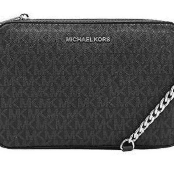 KORS Michael Kors Handbags - Michael Kors Jet Set Large East West Crossbody Black MK Signature